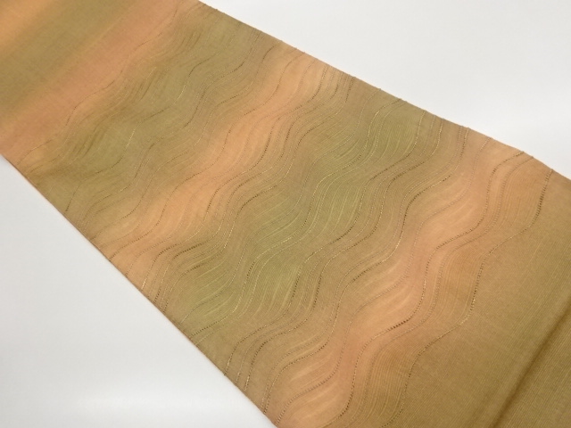 JAPANESE KIMONO / WOBBLY HORIZONTAL STRIPE WEAVE FUKURO OBI